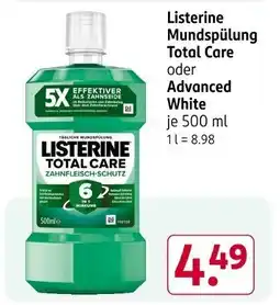 Rossmann Listerine Mundspülung Total Care oder Advanced White Angebot