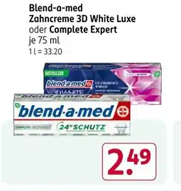 Rossmann Blend-a-med Zahncreme 3D White Luxe oder Complete Expert Angebot