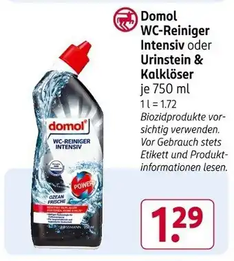 Rossmann Domol WC-Reiniger Intensiv oder Urinstein & Kalklöser Angebot