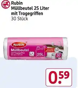 Rossmann Rubin Müllbeutel 25 Liter mit Tragegriffen Angebot