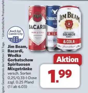 Combi Jim Beam, Bacardi, Wodka Gorbatschow Spirituosen Mixgetränke Angebot