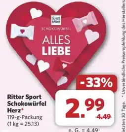 Combi Ritter Sport Schokowürfel Herz⭑ Angebot