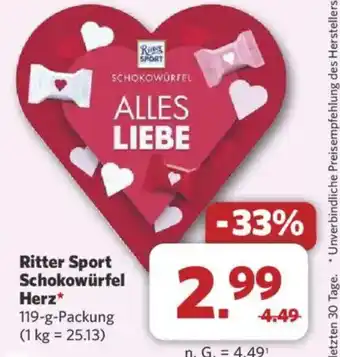 Combi Ritter Sport Schokowürfel Herz⭑ Angebot