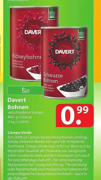 Famila Nord Ost Davert Bohnen 400g Angebot