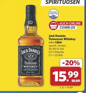 Combi Jack Daniels Tennessee Whiskey oder Likör Angebot