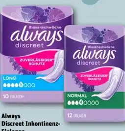 REWE Center Always Discreet Inkontinenz-Einlagen Angebot