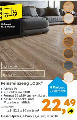 Globus Baumarkt Feinsteinzeug,,Oak" Angebot