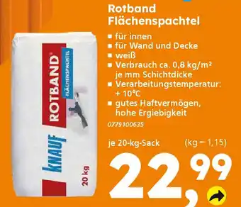 Globus Baumarkt KNAUF Rotband Flächenspachtel Angebot