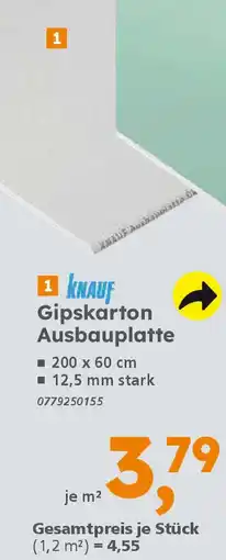 Globus Baumarkt 1 KNAUF Gipskarton Ausbauplatte Angebot