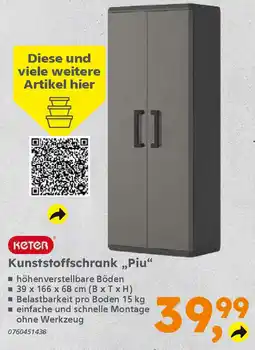 Globus Baumarkt KETER Kunststoffschrank,,Piu" Angebot