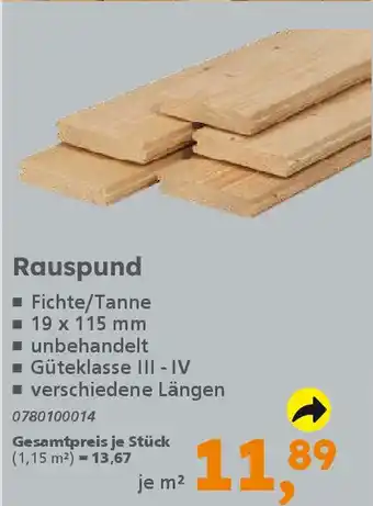 Globus Baumarkt Rauspund Angebot