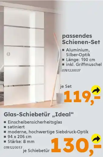 Globus Baumarkt Glas-Schiebetür,,Ideal" Angebot