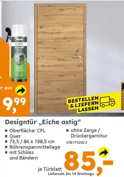 Globus Baumarkt Designtür „Eiche astig" Angebot