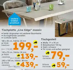 Globus Baumarkt Tischplatte,,Live Edge" massiv Angebot