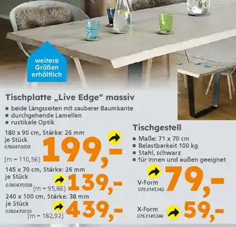 Globus Baumarkt Tischplatte,,Live Edge" massiv Angebot