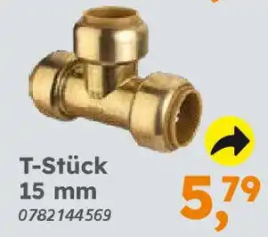 Globus Baumarkt Rotguss zum Stecken T-Stück 15 mm 0782144569 Angebot