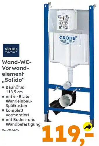 Globus Baumarkt GROHE Wand-WC- Vorwandelement ,,Solido" Angebot