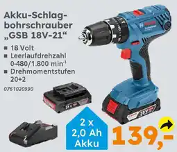 Globus Baumarkt BOSCH Akku-Schlagbohrschrauber „GSB 18V-21" Angebot