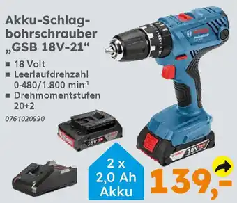 Globus Baumarkt BOSCH Akku-Schlagbohrschrauber „GSB 18V-21" Angebot