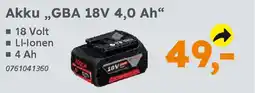 Globus Baumarkt BOSCH Akku „,GBA 18V 4,0 Ah❝ Angebot