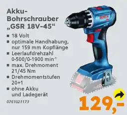 Globus Baumarkt BOSCH Akku- Bohrschrauber "GSR 18V-45" Angebot