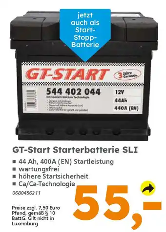 Globus Baumarkt GT-Start Starterbatterie SLI Angebot