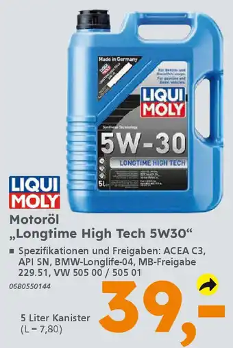 Globus Baumarkt LIQUI MOLY Motoröl ,,Longtime High Tech 5W30" Angebot