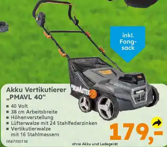 Globus Baumarkt PRIMASTER Akku Vertikutierer ,,PMAVL 40❝ Angebot