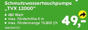 Globus Baumarkt T.I.P Schmutzwassertauchpumpe "TVX 12000" Angebot