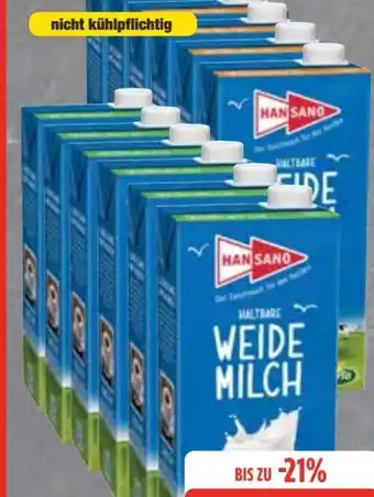 Edeka Hansano Haltbare Weidemilch Angebot