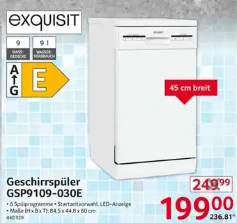 Selgros exquisit Geschirrspüler GSP9109-030E Angebot