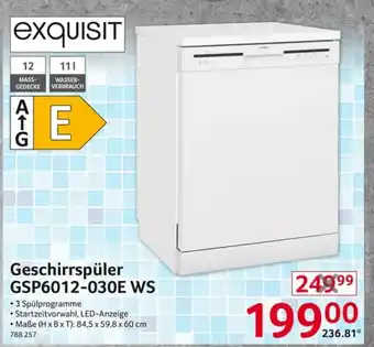 Selgros exquisit Geschirrspüler GSP6012-030E WS Angebot