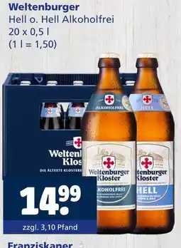 Getränkewelt Weltenburger hell oder hell alkoholfrei Angebot