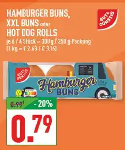 Marktkauf Gut&günstig hamburger buns, xxl buns oder hot dog rolls Angebot