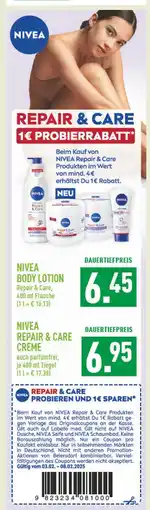 Marktkauf Nivea body lotion repair & care repair & care creme Angebot