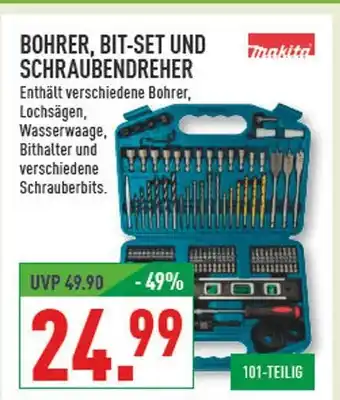 Marktkauf Makita bohrer, bit-set und schraubendreher Angebot