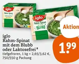 tegut Iglo rahm-spinat mit dem blubb oder laktosefrei Angebot