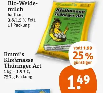 tegut Emmi's kloßmasse thüringer art Angebot