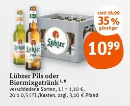 tegut Lübzer pils oder biermixgetränk Angebot