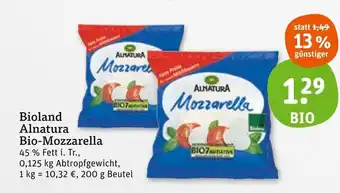 tegut Alnatura bioland bio-mozzarella Angebot