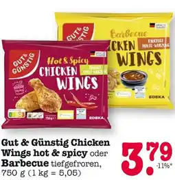 E-Center Gut & günstig chicken wings hot & spicy oder barbecue Angebot