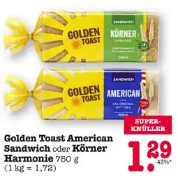 E-Center Golden toast american sandwich oder körner harmonie Angebot