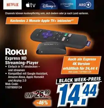 Expert Roku Express HD Streaming Player Angebot