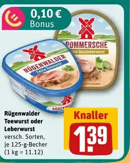 REWE Rügenwalder teewurst oder leberwurst Angebot