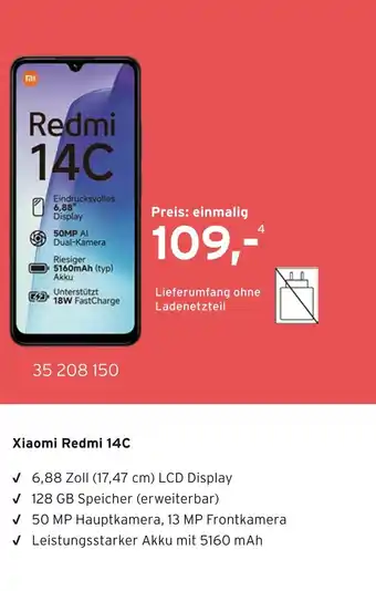 Tchibo Xiaomi smartphone redmi 14c Angebot