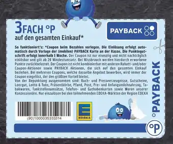 Edeka Payback 3fach °p auf den gesamten einkauf Angebot