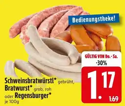 Edeka Schweinsbratwürstl, bratwurst oder regensburger Angebot