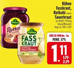 Edeka Kühne fasskraut oder rotkohl oder sauerkraut Angebot