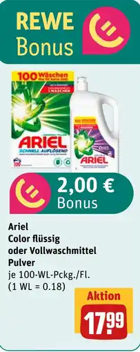 boni Center Ariel color flüssig oder vollwaschmittel pulver Angebot