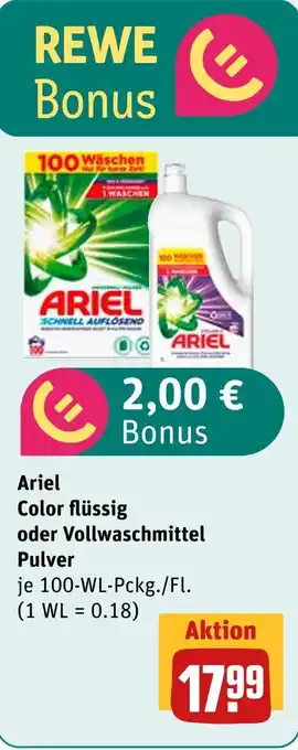 boni Center Ariel color flüssig oder vollwaschmittel pulver Angebot